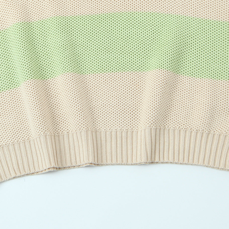 Striped One-Shoulder Bow Sweater