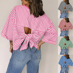 Striped Bow-Back Pullover Top