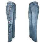Pantalon en jean évasé taille haute extensible coupe slim style vintage