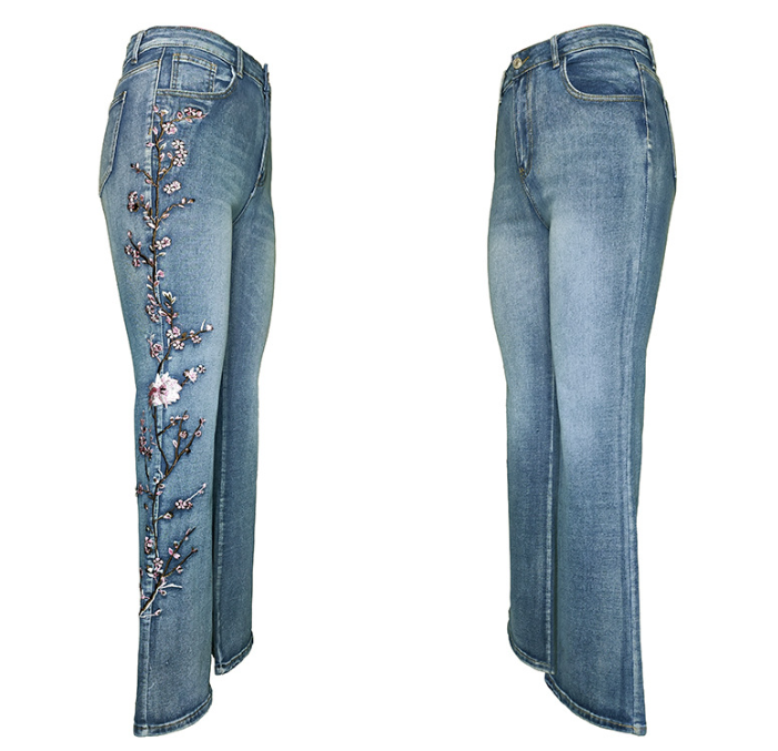 Pantalones Vaqueros Acampanados Elásticos Ajustados de Talle Alto Estilo Vintage