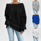 Off-Shoulder Drawstring Hoodie