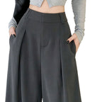 High-Waist Tailored Straight-Leg Trousers in Gray