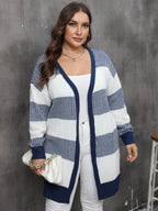 Colour-Block Striped Longline Cardigan - view 6