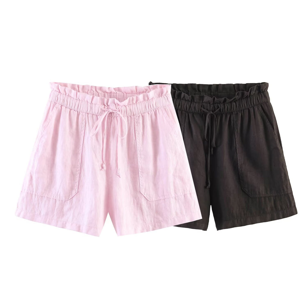 Pantalones cortos casuales de lino de calle