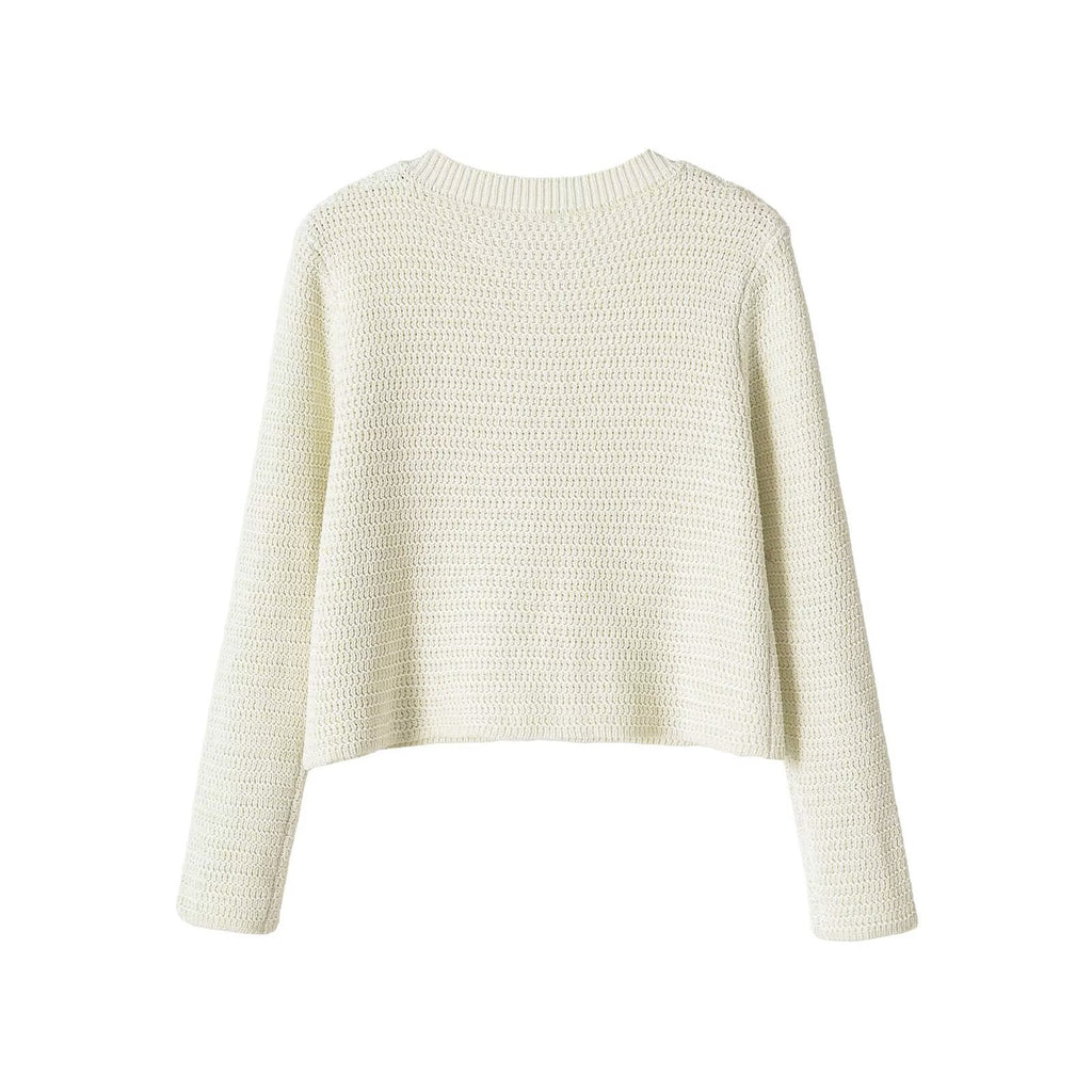 Minimalist Metallic Knit Cardigan