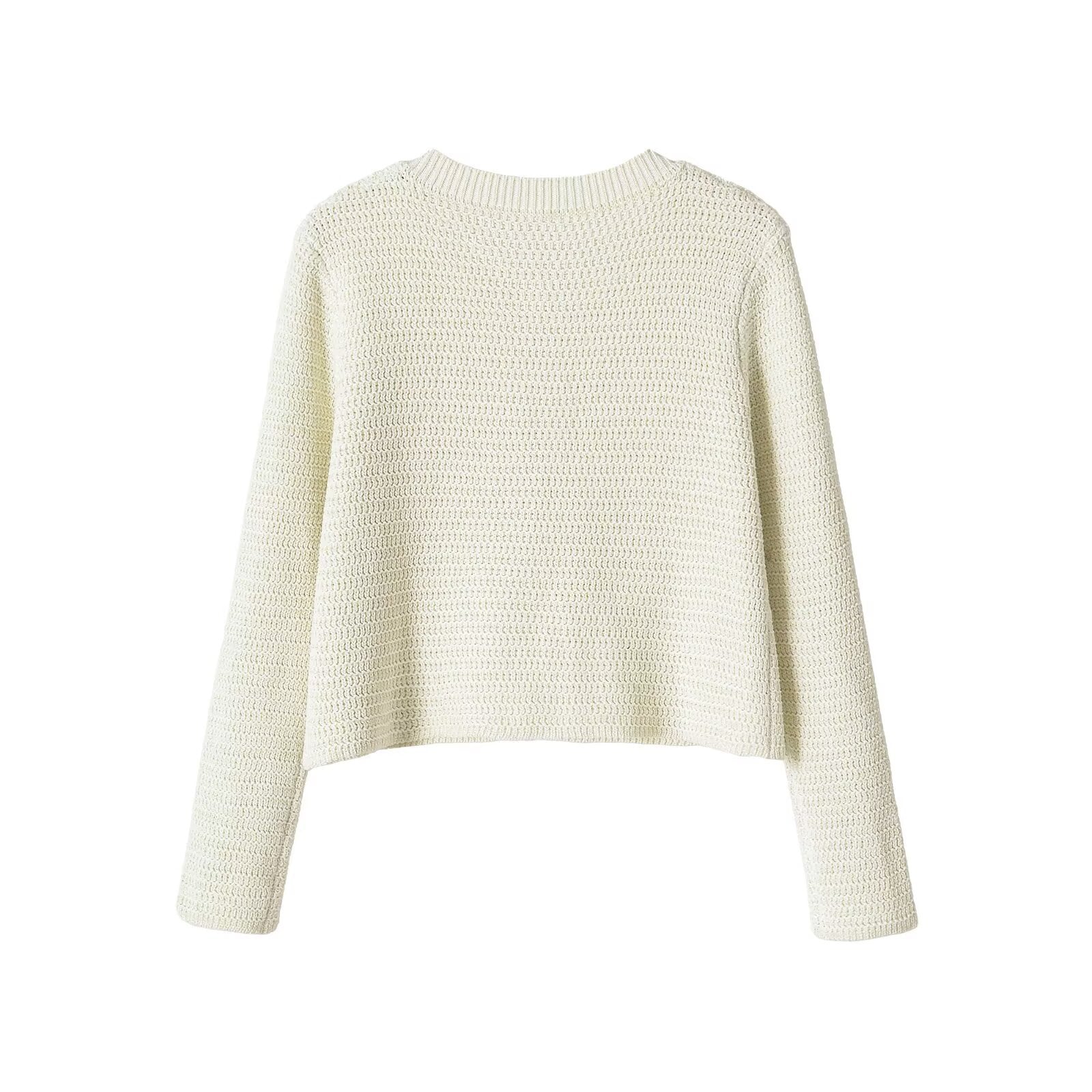 Minimalist Metallic Knit Cardigan