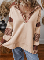 Striped Color-Block V-Neck Sweatshirt