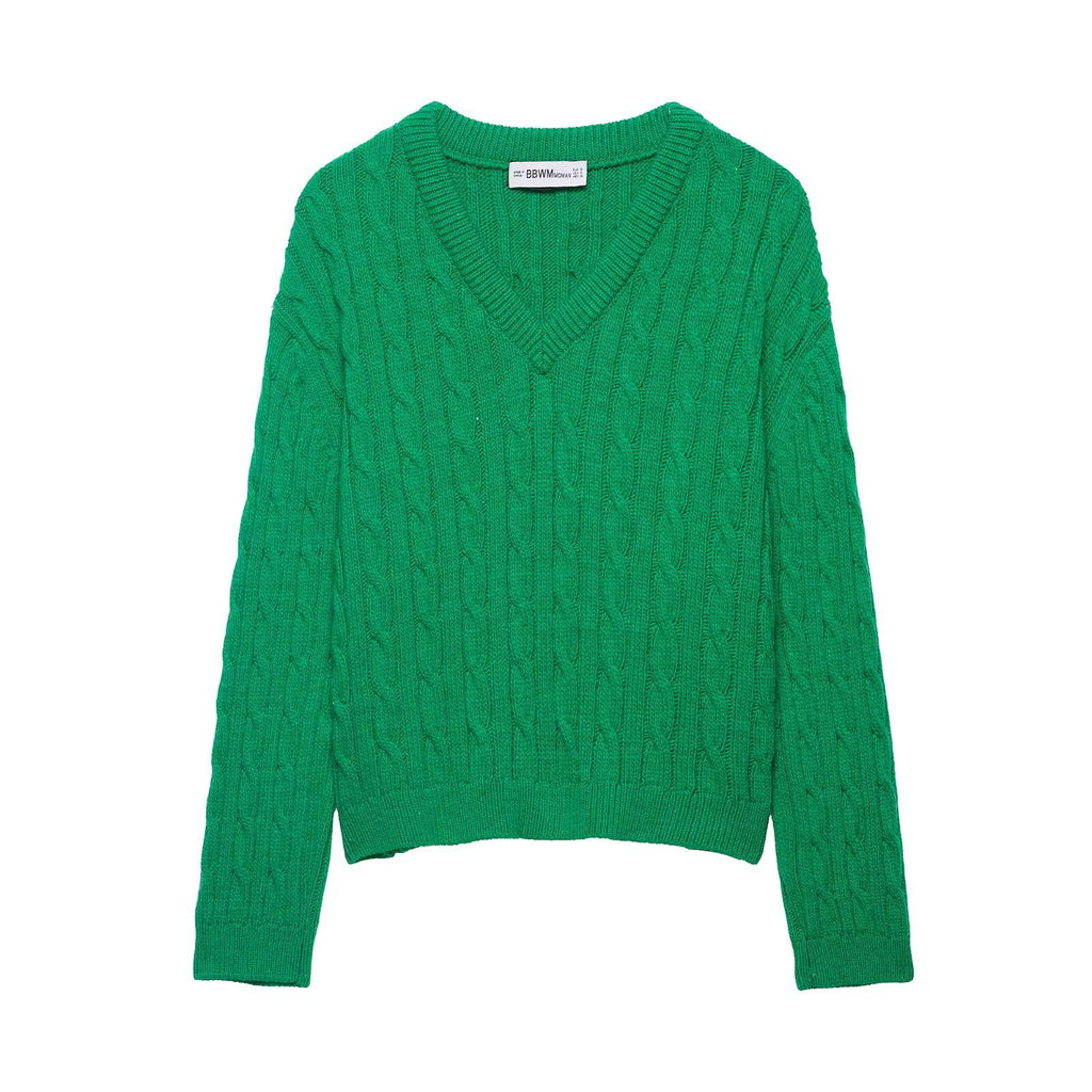Pull en maille décontracté à col en V
