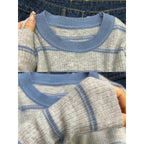 Blue-Gray Contrast Lightweight Sweater