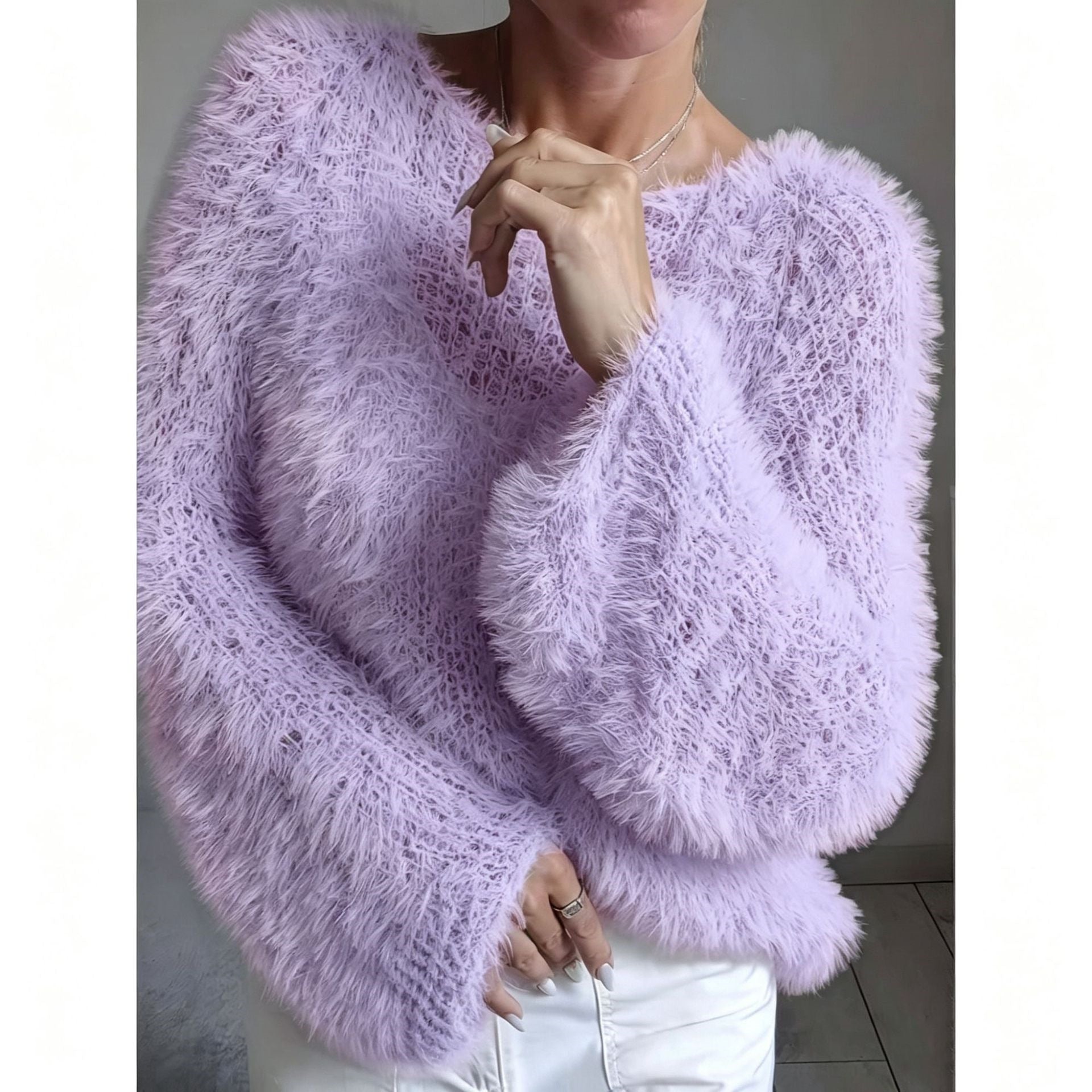 Fluffy Crew-Neck Sweater