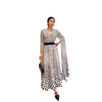 Polka-Dot Slit Maxi Dress