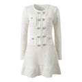 Robe croisée à col rond et manches longues