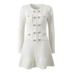 Robe croisée à col rond et manches longues