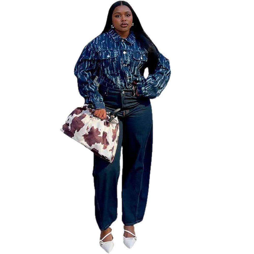 Veste en jean pour femme, style décontracté, automne hiver, fait main, effet vieilli, manches longues