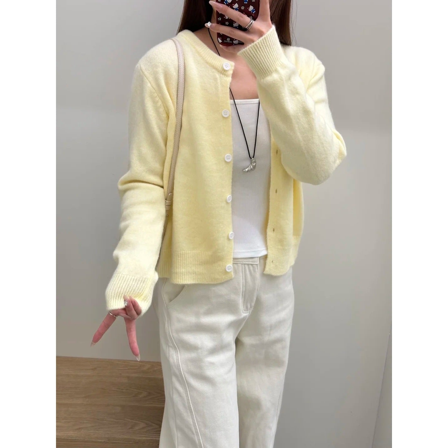 Single-Button Soft Knit Cardigan