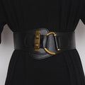 Wide elastic belt laid flat