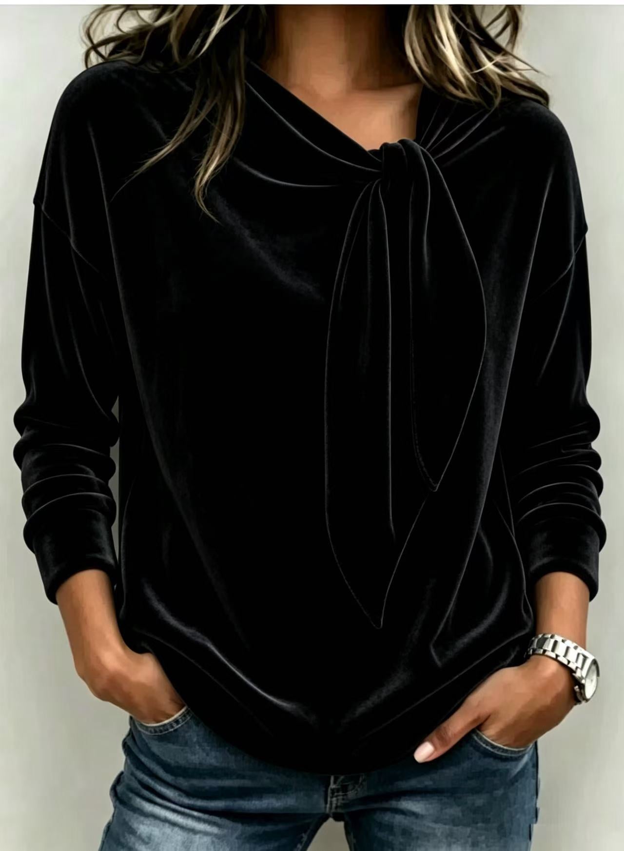 Bow-Tie Long-Sleeve Top