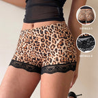 Shorts extensibles dentelle léopard
