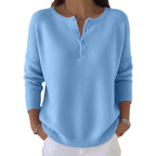 Pull en laine col V boutonné pour femme