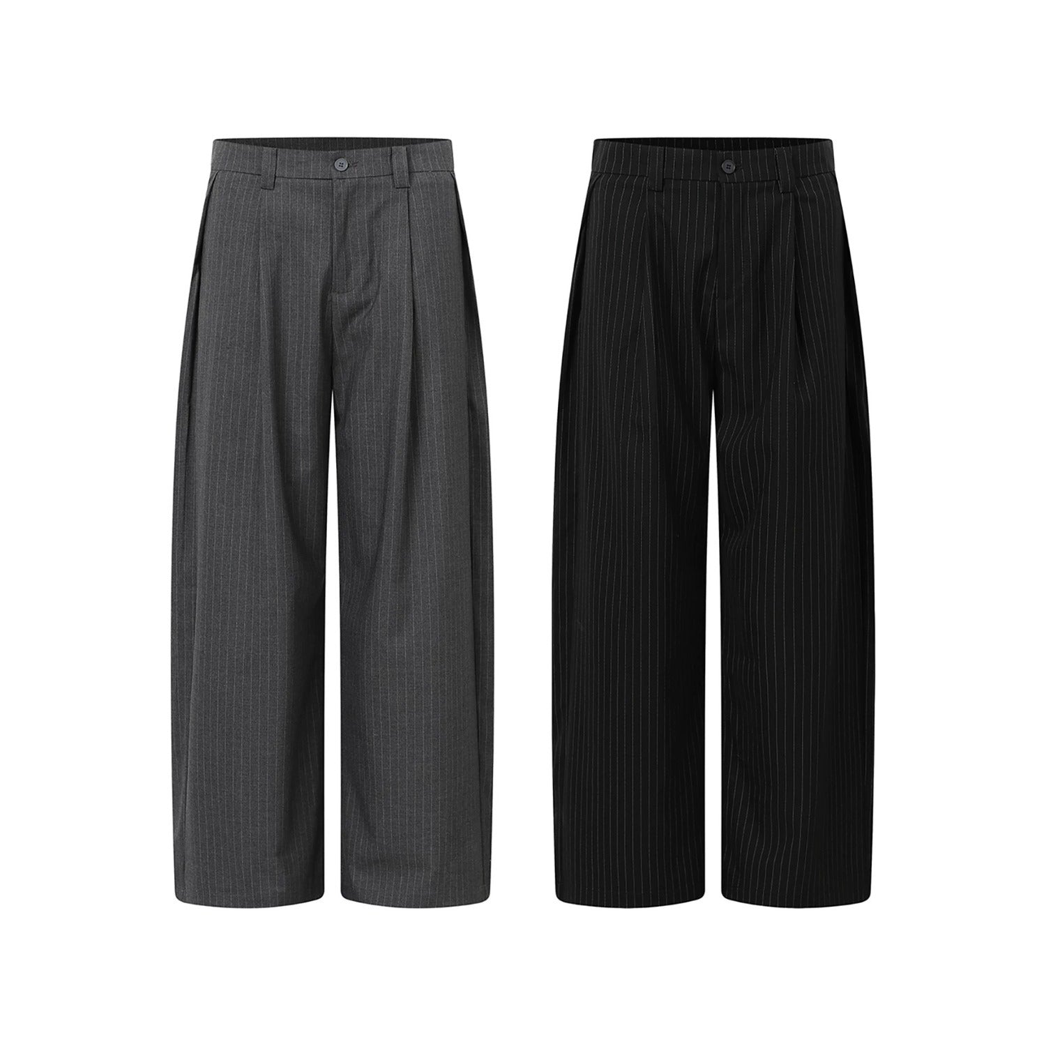 Pantalones de traje drapeados a rayas verticales