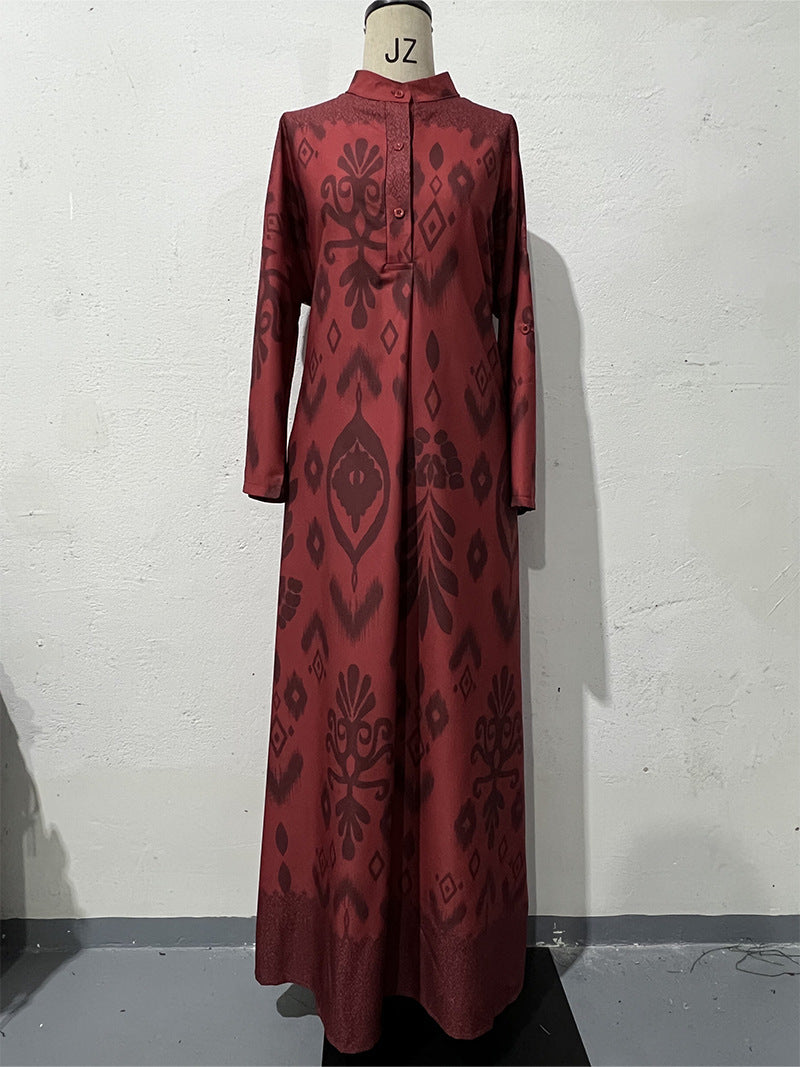 Autumn Floral Long-Sleeve Dress