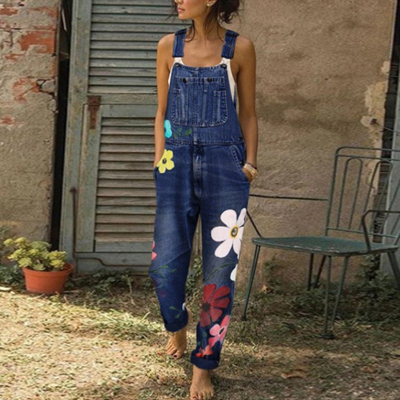 Distressed Denim Overalls