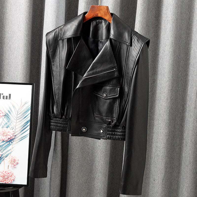 Oversized Genuine Leather Biker Jacket