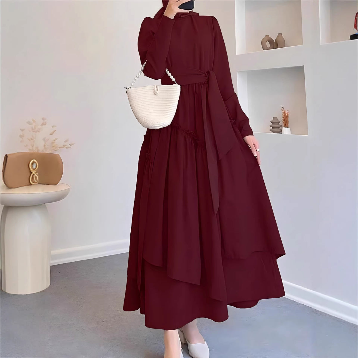 High-Waist Flowing Maxi Dress