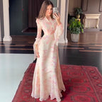 Printed Flared-Sleeve Maxi Dress