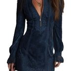 Lace-Trim Zip-Front Midi Dress - view 3