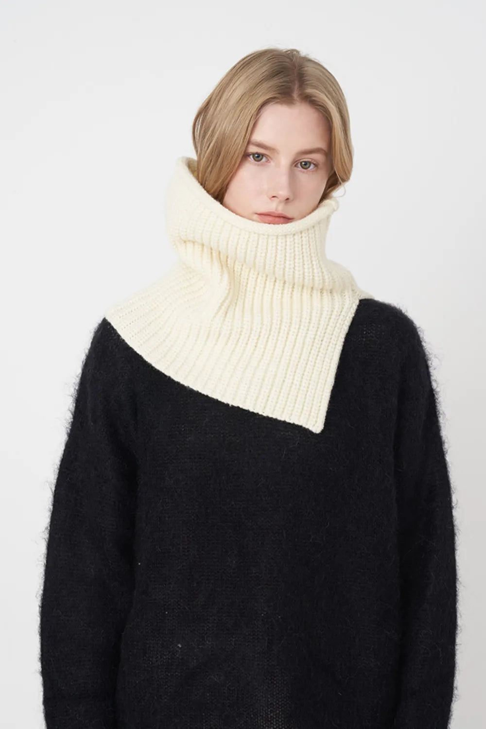 Slit Knit Scarf Pullover