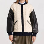 Knit-Panel Wool-Blend Coat