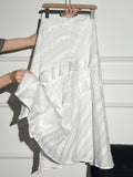 Jupe midi trapèze asymétrique blanche taille haute amincissante à étages