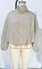 High-Neck Drawstring Utility Jacket