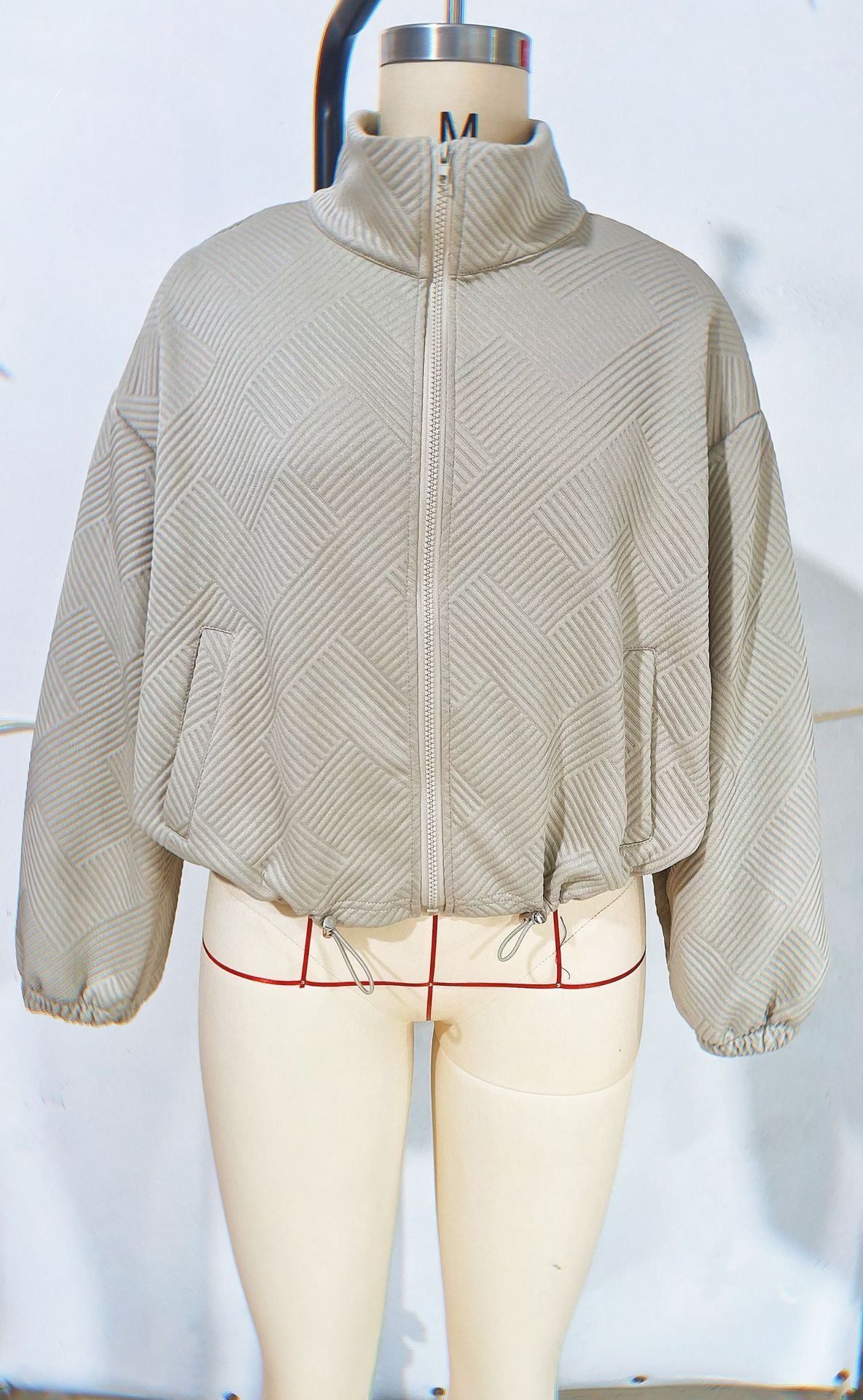 High-Neck Drawstring Utility Jacket