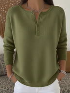 Pull en laine col V boutonné pour femme