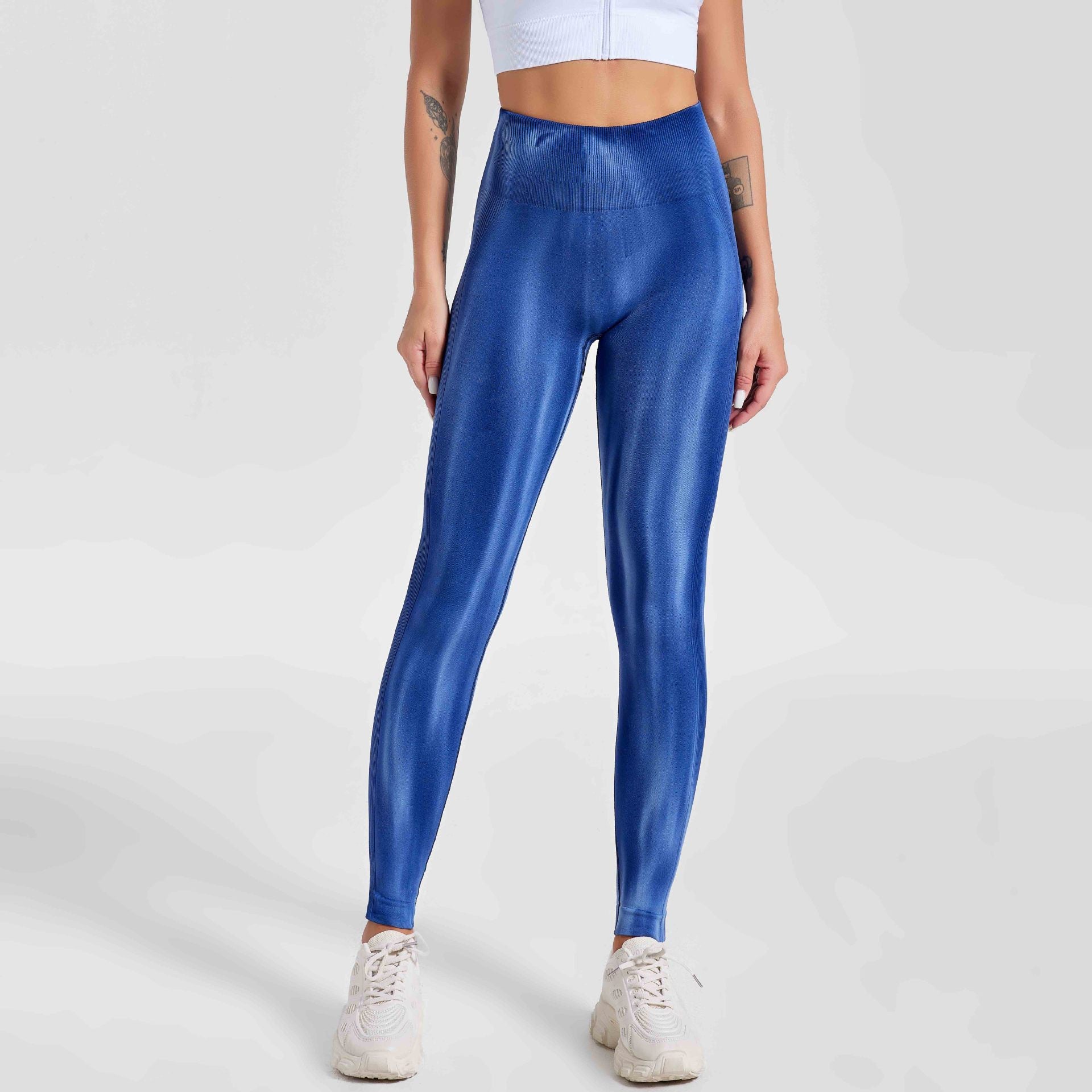 Pantalones de yoga de talle alto sin costuras Aurora teñidos con control de abdomen, leggings ajustados de entrenamiento, pantalones deportivos