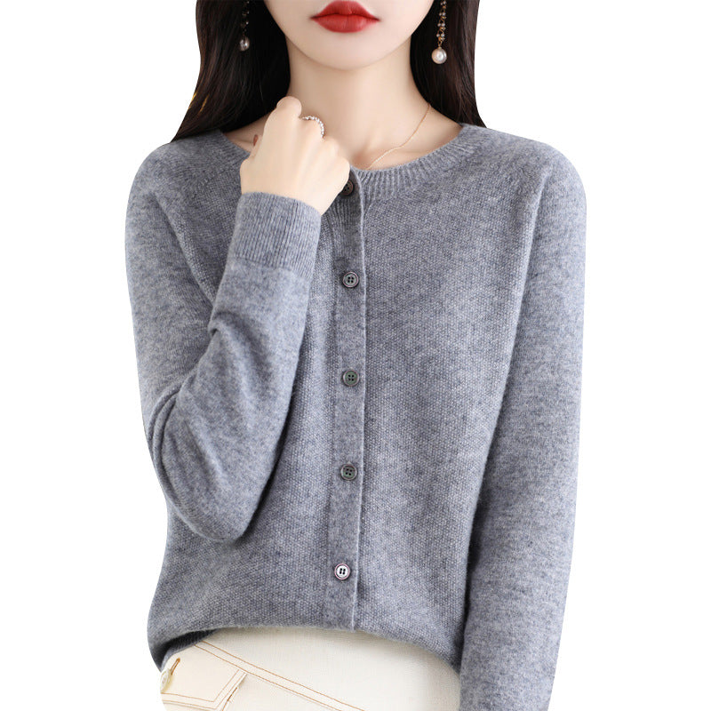 Textured Wool-Blend Knit Cardigan