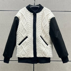 Knit-Panel Wool-Blend Coat