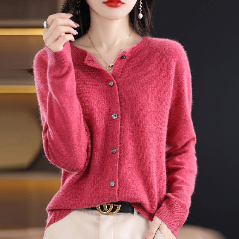 Textured Wool-Blend Knit Cardigan