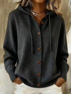 Hooded Button-Through Knit Cardigan Coat - view 4