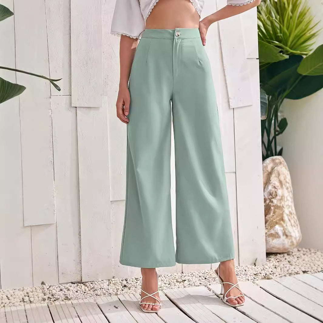 High-Waist Straight-Leg Trousers in Cyan - view 2