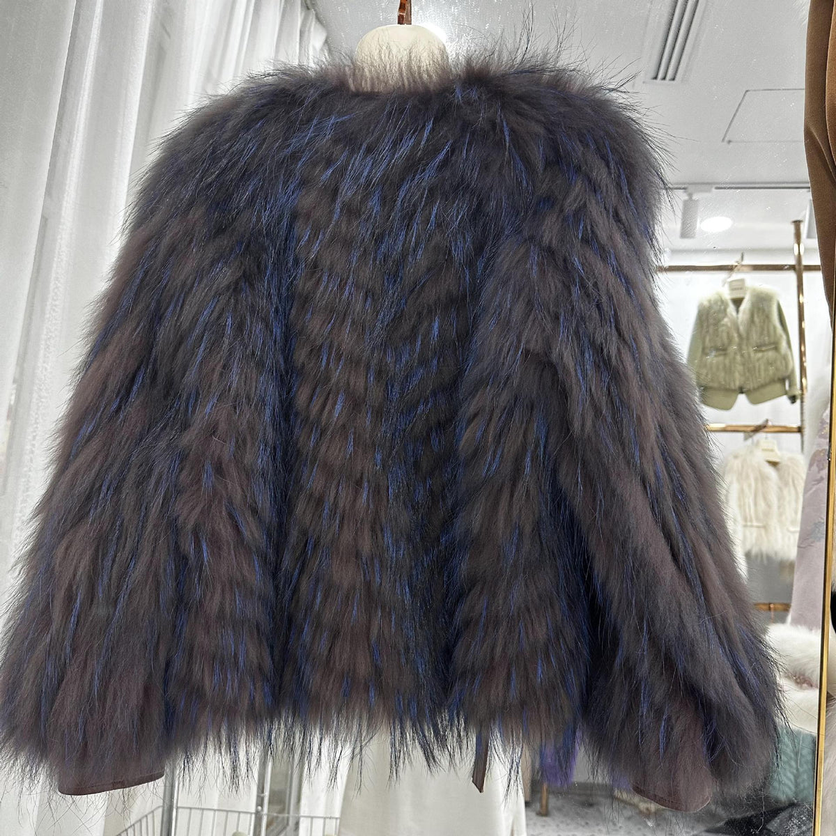 Striped Raccoon-Fur Short Coat product image 12