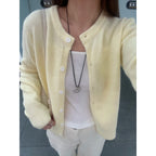 Single-Button Soft Knit Cardigan