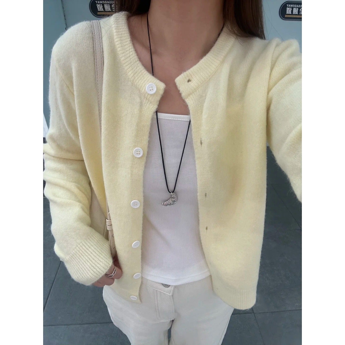 Single-Button Soft Knit Cardigan