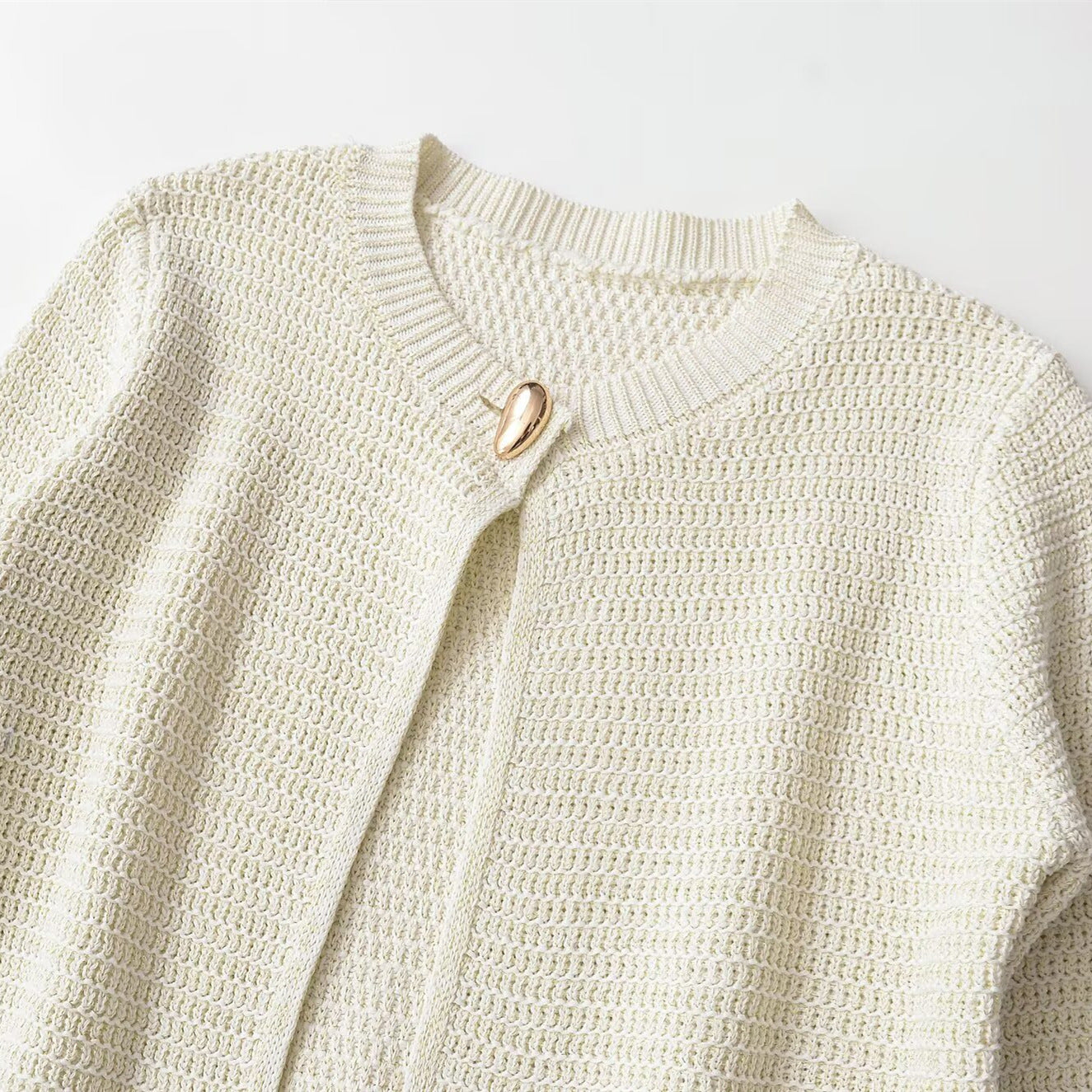 Minimalist Metallic Knit Cardigan