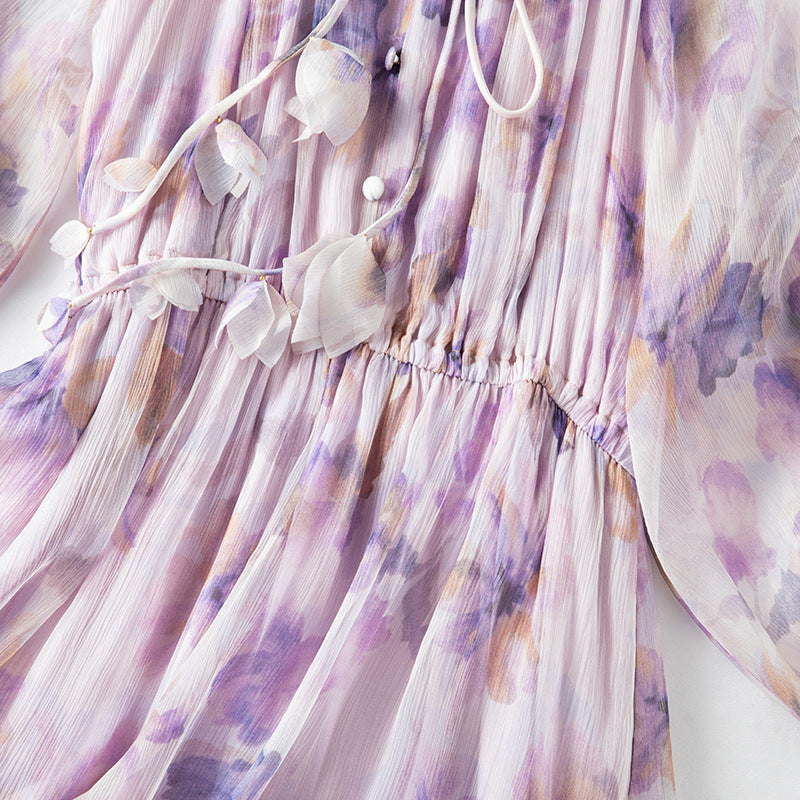 Vestido de manga larga con cintura elástica