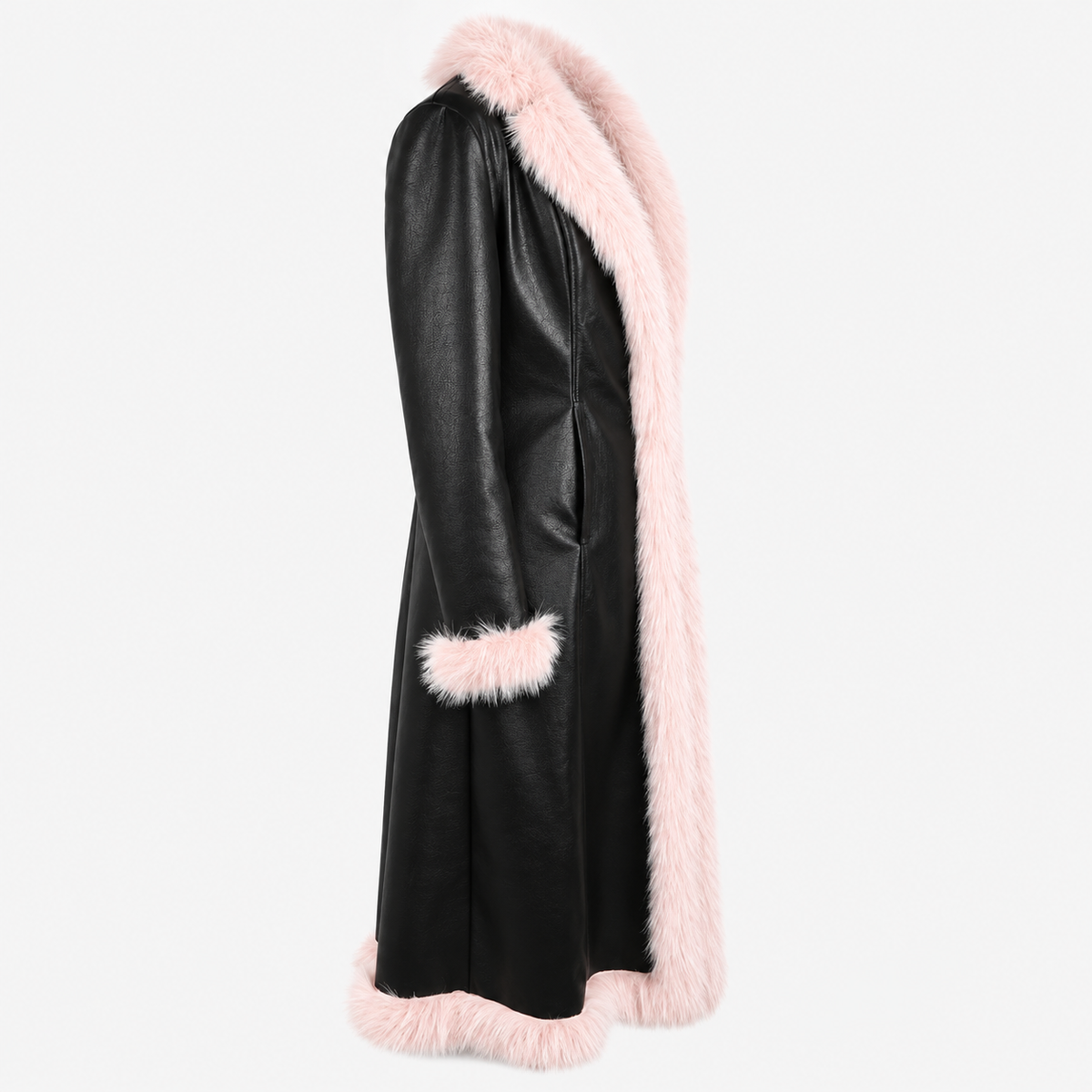Faux Leather Coat with Faux Fur Lining