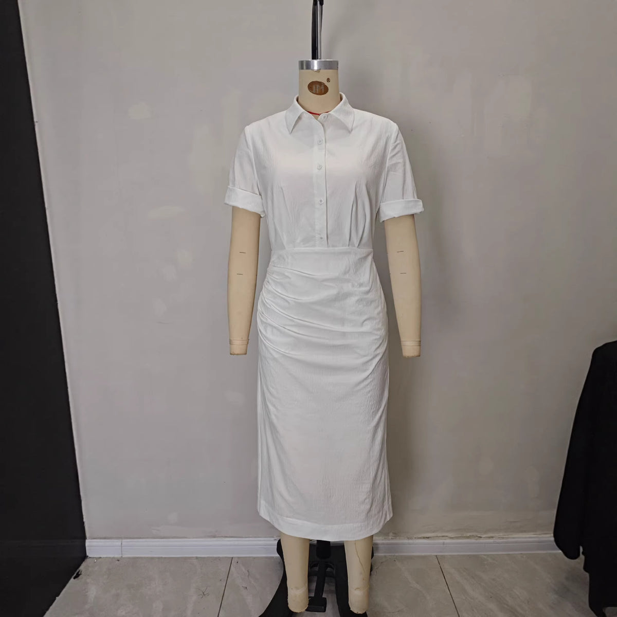 Folded-Waist Shirt Maxi Dress