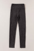 Legging en maille texturée côtelée à large ceinture gris foncé